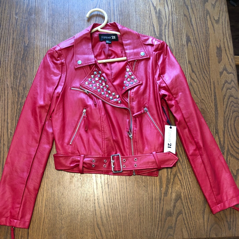 Red leather jacket